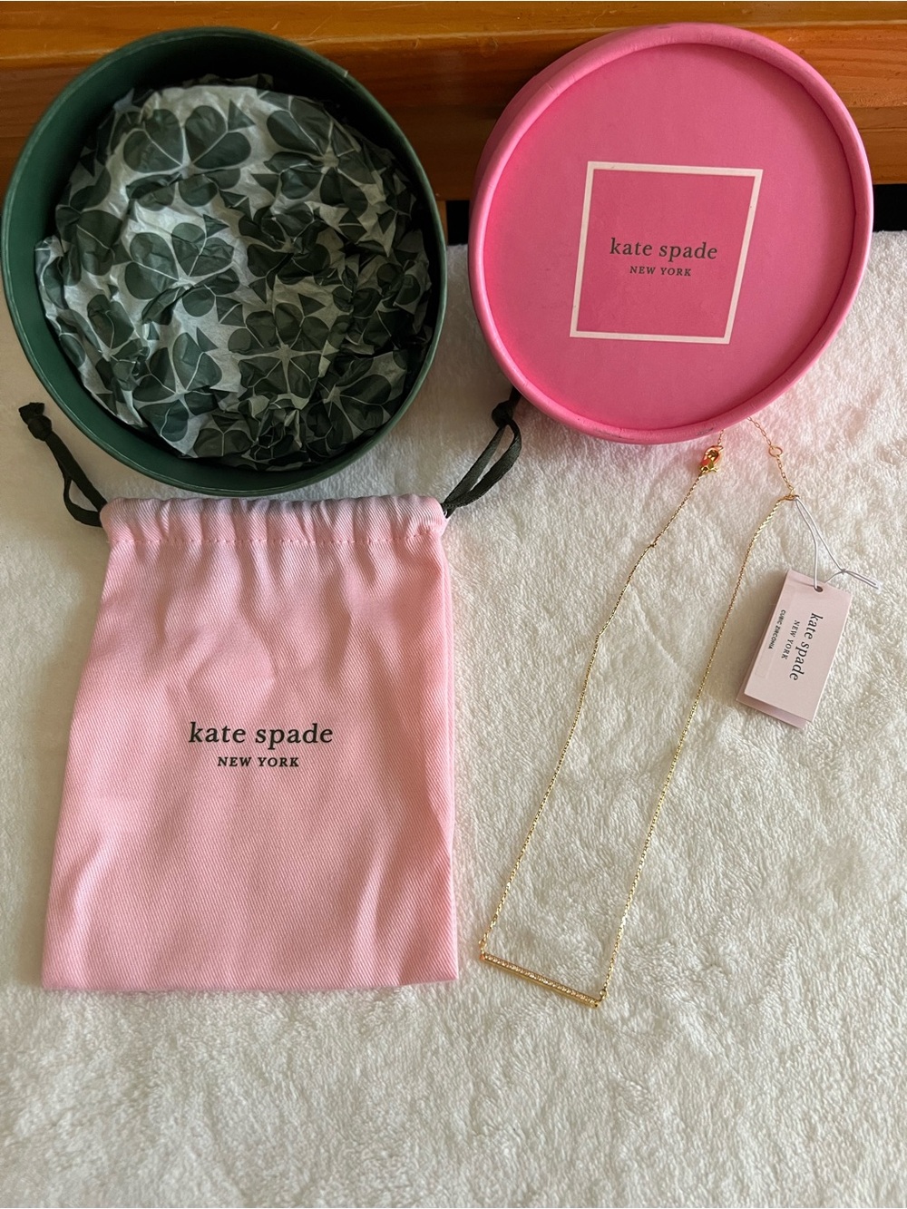 Kate Spade Raise The Bar CZ Necklace NWT Gold Tone Gift Ready